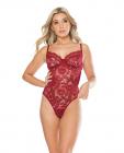 Scallop Stretch Lace Teddy W/adjustable Thong Straps Ruby Sm Sex Toy Product