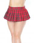 Woven Plaid Pleated Skirt W/velcro Closure Red Os/xl Sex Toy Product