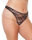Stretch Lace High Leg Thong Black Os/xl Sex Toy Product