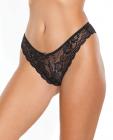Scallop Stretch Lace High Leg Panty Black O/s Sex Toy Product