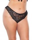 Scallop Stretch Lace High Leg Panty Black Os/xl Sex Toy Product