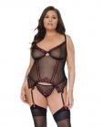 Mesh Underwire Garterbelt Bustier W/g-string Black 3x/4x Sex Toy Product