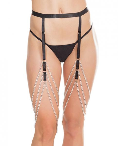 Coquette Darque Elastic & Chain Garterbelt Bk O/s Sex Toy Product