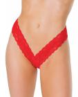 Holiday Scallop Stretch Lace High Leg Thong Red O/s Sex Toy Product