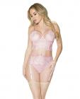 Crystal Pink Longline Bra, Garter Belt & Panty Pink Sm Sex Toy Product