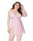 Crystal Pink Babydoll W/lightly Padded Cups & Thong Pink/silver 3x/4x Sex Toy Product