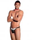 Men's Tuxedo Set Thong, Cuffs & Tie Black White O/S Sex Toy Product