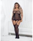 Sheer Bustier with Sheer Bodyhose Black Queen Sex Toy Product