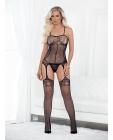 Sheer Bustier with Sheer Bodyhose Black O/S Sex Toy Product