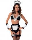 Retro Maid Bra, Panty, Garter, Hat & Thigh Highs Black/White O/S Sex Toy Product