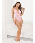 Sexy Lace Deep V Teddy W/bow Pink Lg Sex Toy Product