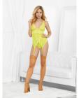 Neons Bustier W/nude Hose & G-string Neon Lime Xl Sex Toy Product