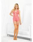 Bustier W/underwire Cups, Lace Panty & Hose Coral Sm Sex Toy Product