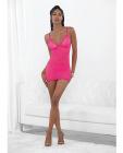 Neon Honeycomb Chemise W/strappy Back & G-string Neon Pink Xl Sex Toy Product