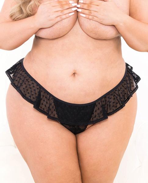 Lace Flutter Open Crotch Panty Black Qn Sex Toy Product