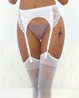 Satin & Lace Garterbelt White Lg Sex Toy Product