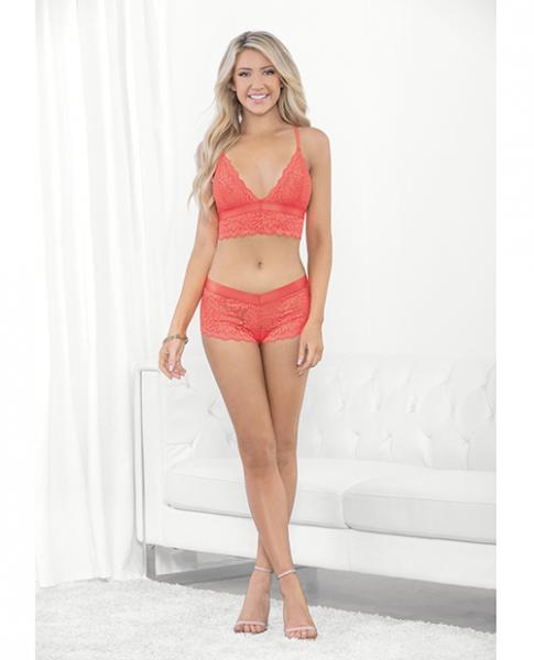 Neon Cami W/wide Elastic Band & Booty Short Neon Coral Md Sex Toy Product