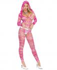 Hooded Deep V Crotchless Bodystocking Tie Dye Multi O/S Sex Toy Product