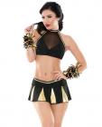 Play Crowd Pleaser Cheerleader Costume Set Black Gold S/M Sex Toy Product