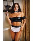 Play Pardon My French Choker, Off Shoulder Top, Apron & Heart Cut Out Panty Black/white S/m Sex Toy Product
