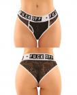 Vibes Buddy F*ck Off Lace Boy Brief & Lace Thong Black L/xl Sex Toy Product