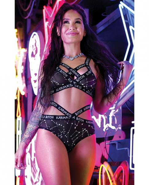 Vibes Karma's A Bitch Bralette & Cutout Panty Black L/XL Sex Toy Product