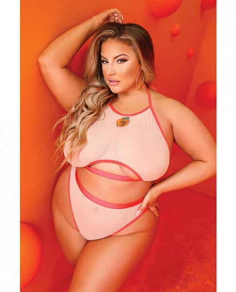Just Peachy Cut Out Halter Top & Cheeky Panty Nude Qn Sex Toy Product