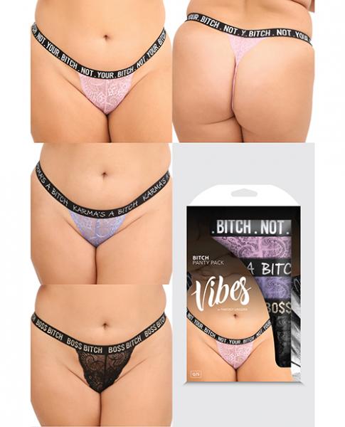 Vibes Bitch 3 Pack Lace Panty Assorted Colors Qn Sex Toy Product