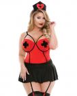 Curve After Dark Nurse Costume Set Black Red 1X/2X Sex Toy Product