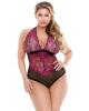 Curve Sherry Two Tone Lace Halter Teddy Black Pink 1X/2X Sex Toy Product Image 1