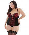 Curve Rosita Bustier & G-String Black Red 1X/2X Sex Toy Product