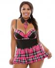 Curve Preppy In Pink Schoolgirl Set Black Pink 1X/2X Sex Toy Product