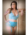 Curve Keira Criss Cross Bralette, Garter Belt & Panty Blue 1x/2x Sex Toy Product