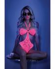 Glow Black Light Halter Bodysuit W/open Sides Neon Pink L/xl Sex Toy Product