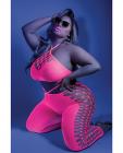 Glow Black Light Cropped Cutout Halter Bodystocking Neon Pink Qn Sex Toy Product