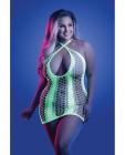Glow Synthesize Uv Reactive Seamless Halter Dress - Neon Green Qn Sex Toy Product