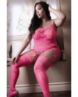 Sheer Fantasy To The Moon Multi Garter Bodystocking Neon Pink Qn Sex Toy Product