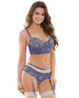 Brielle Longline Bra & Gartered Panty Blue S/M Sex Toy Product