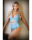 Tease Keira Criss Cross Bralette, Garter Belt & Panty Blue L/xl Sex Toy Product