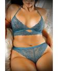 Vixen Teal Me About It Scalloped Lace Bralette W/panty Teal Qn Sex Toy Product