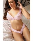 Vixen Sweetest Thing Lace Bralette & Pearl G-string Panty Light Pink L/xl Sex Toy Product