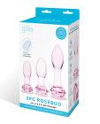 Glas 3 Pc Rosebud Butt Plug Set - Pink Sex Toy Product