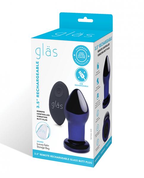 Glas 3.5" Rechargeable Vibrating Butt Plug - Blue Sex Toy Product
