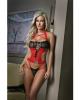 Cut Out Teddy Dazzling Straps, Contrasting Lace Black/Red O/S Sex Toy Product Image 1