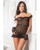 Off The Shoulder Mini Dress, Belt, Gloves, Necklace & Thong Black O/S Sex Toy Product Image 1