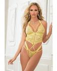 Cut Out Laced Halter Teddy Yellow Glow O/s Sex Toy Product