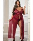 Empire Waist Laced Sheer Long Dress & Panty Mulled Wine Qn Sex Toy Product