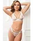 Strappy Cutout Halter Bra & Panty White O/s Sex Toy Product