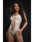 Floral Sheer Plunge Teddy Lavish White O/s Sex Toy Product
