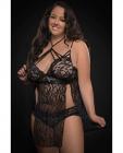 Lace Halter Babydoll W/lace Panty Black Qn Sex Toy Product